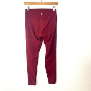 Lululemon Burgundy Leggings Women's Size 8 Red Mid Rise Stretch Activewear Yoga